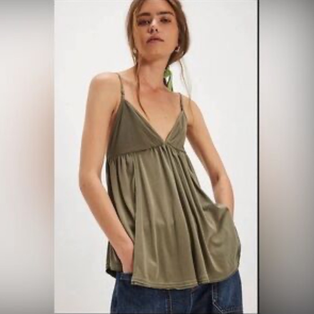 NWOT Free People Olive Swing V-Neck Boho oversized Y2K Cami
